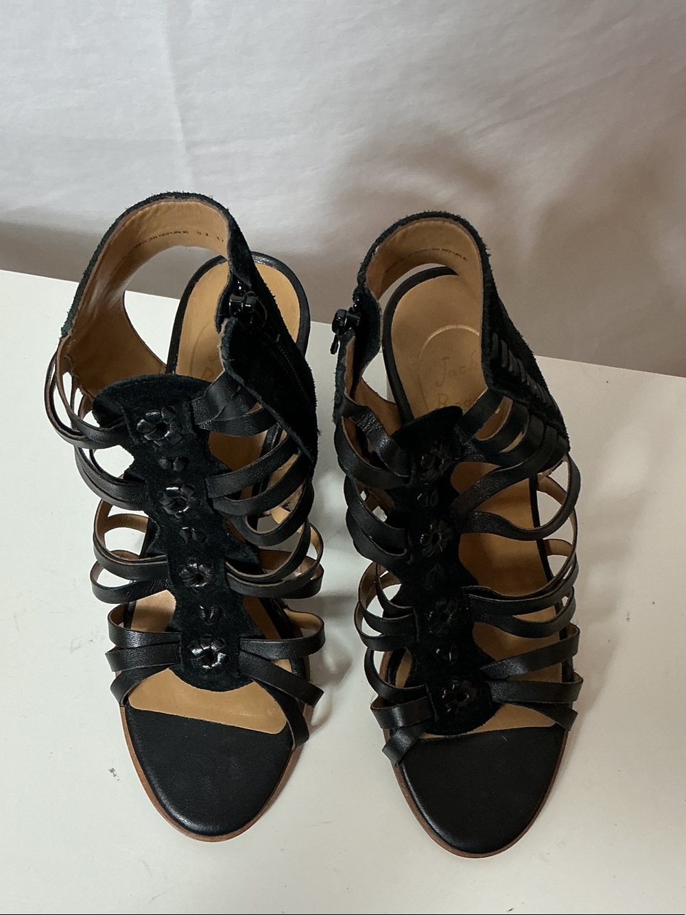 Jack Rogers Black Strappy Cutout Heels